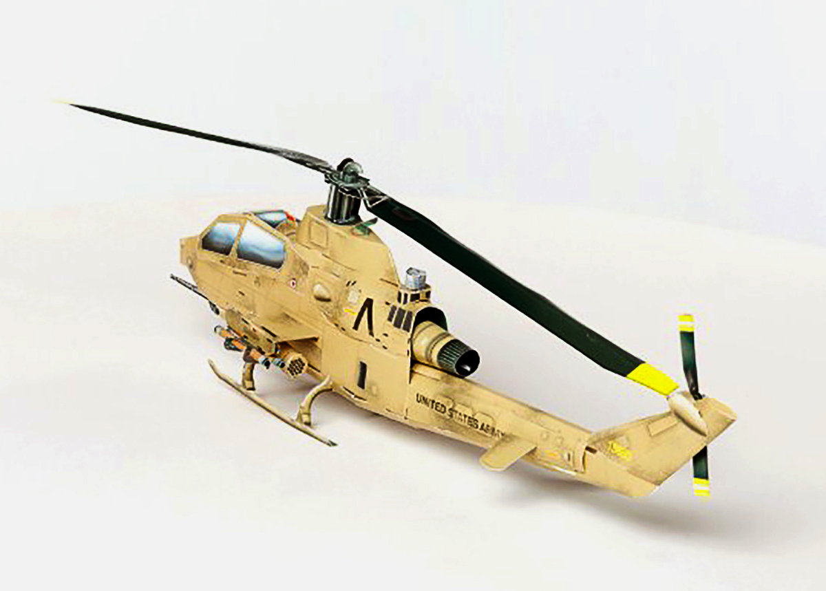 3D Puzzle KARTONMODELLBAU Papier Modell Geschenk Hubschrauber AH-1S Cobra (Sand) 